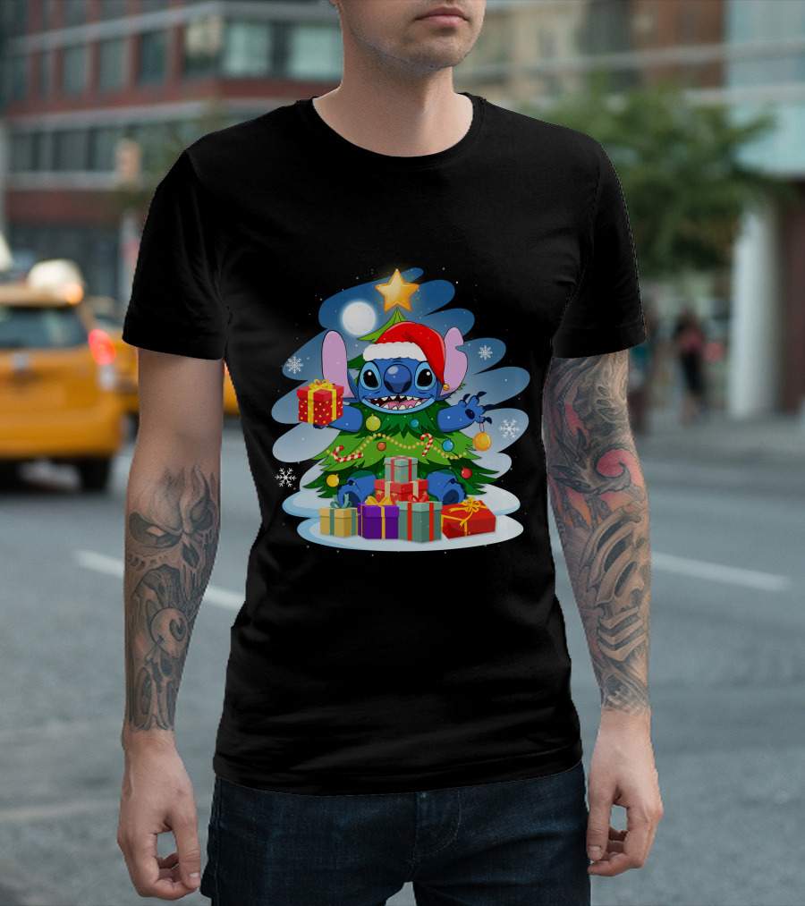 Stitch Christmas Tree Presents Holiday Cheer T-Shirt