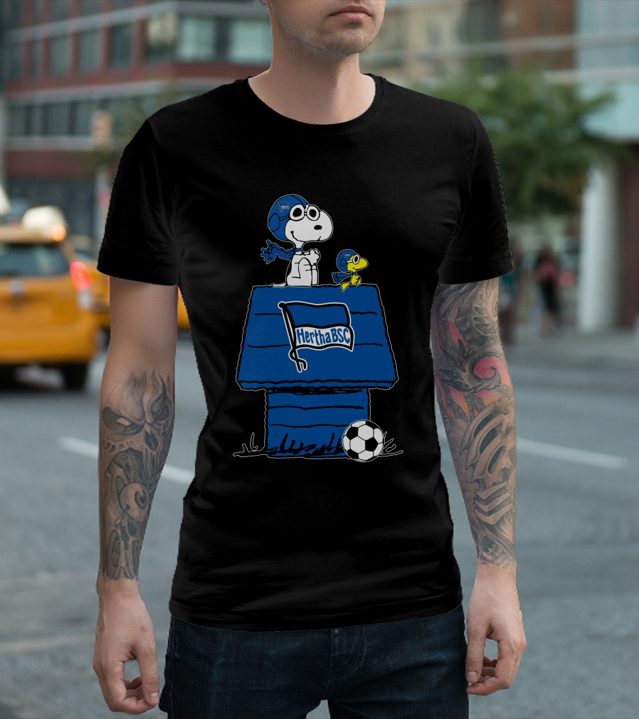 Hertha BSC Snoopy and Woodstock Doghouse Soccer T-Shirt