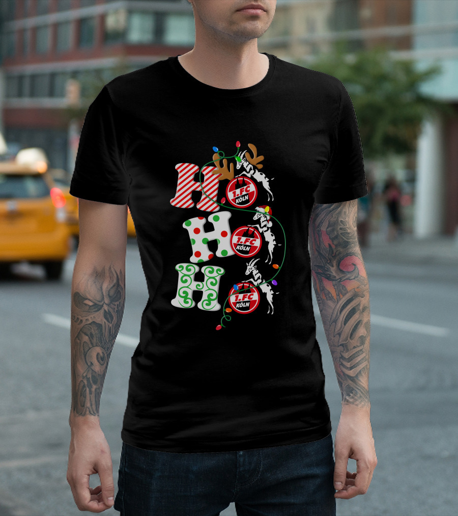 1. FC Köln HoHoHo Christmas Reindeer Lights T-Shirt