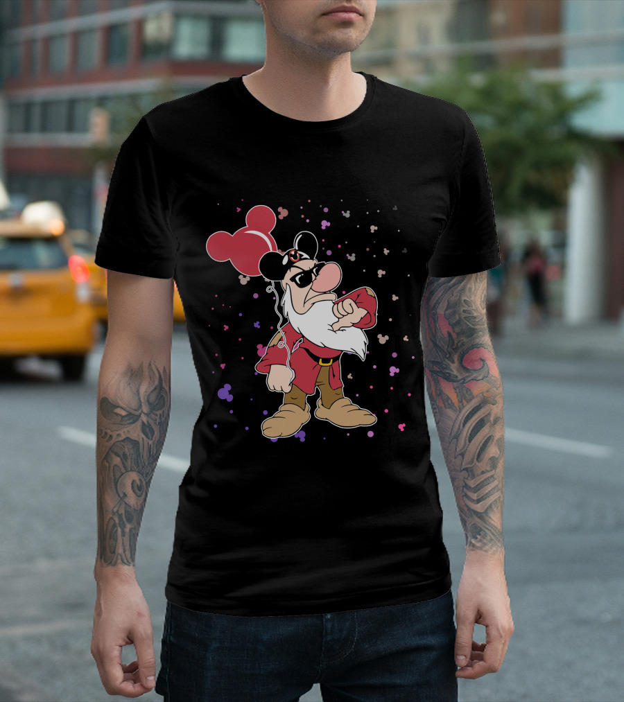 Grumpy with Mouse Ears Balloon and Confetti T-Shirt
