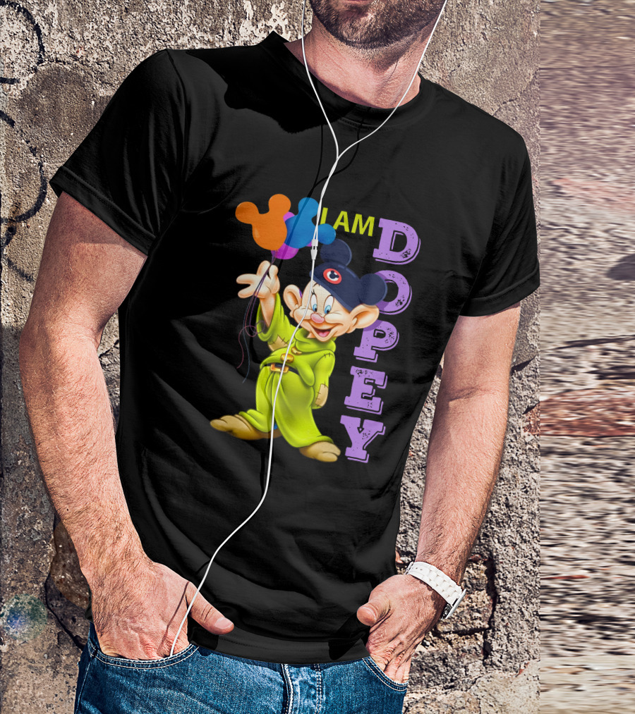 I Am Dopey Disney Character With Mickey Ears And Balloons T-Shirt