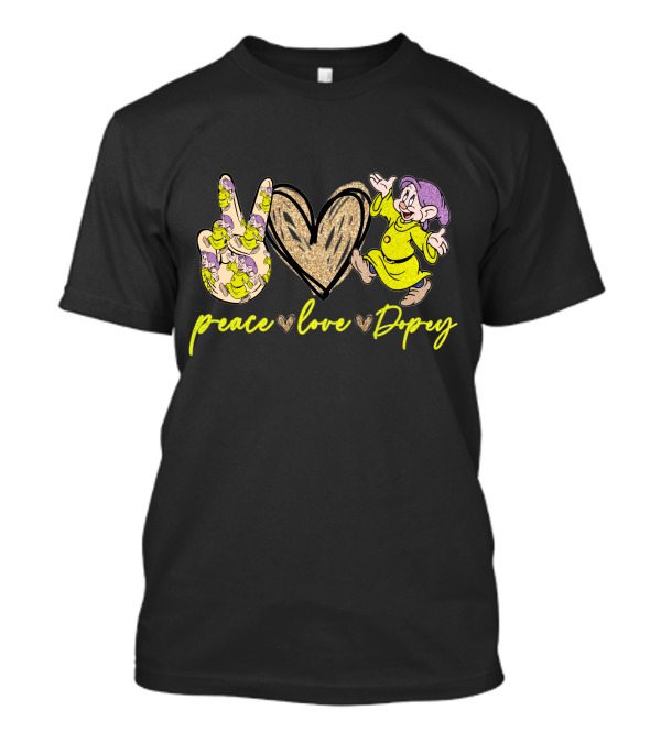 Peace Love Dopey Disney 7 Dwarfs Classic Character Fun T-Shirt