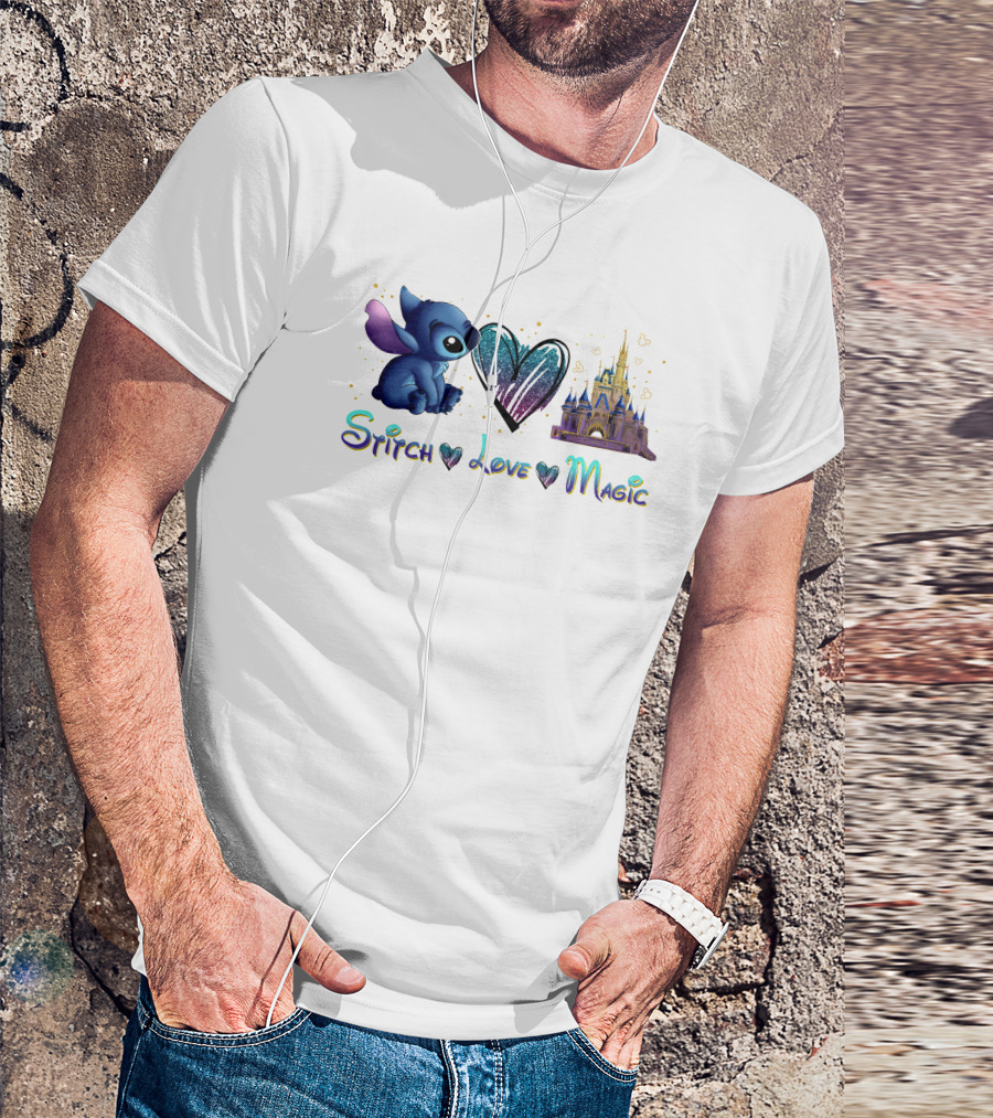 Stitch Love Magic Heart Castle Fantasy T-Shirt