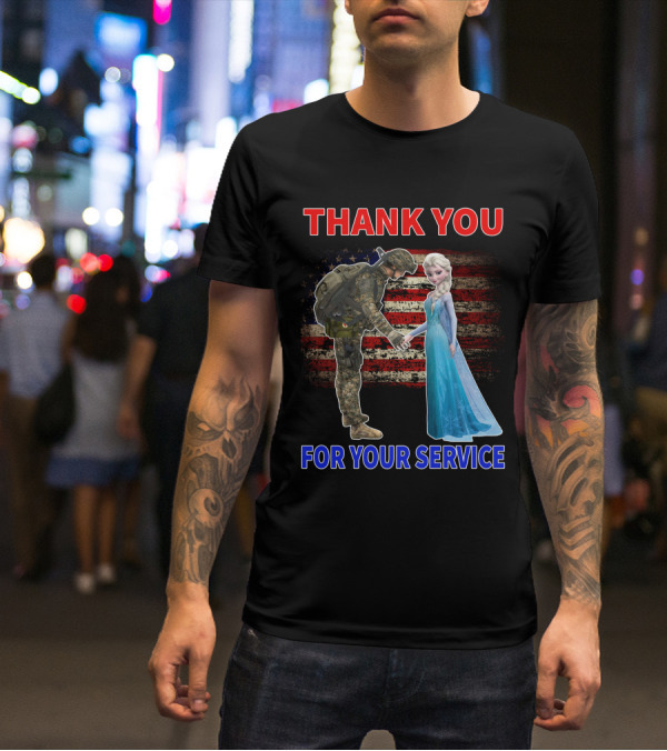 Thank You For Your Service Elsa Soldier American Flag T-Shirt