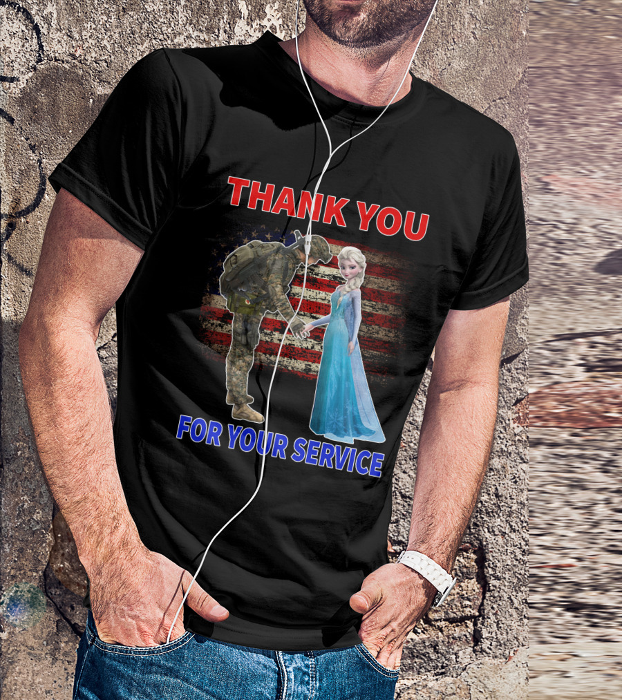 Thank You For Your Service Elsa Soldier American Flag T-Shirt