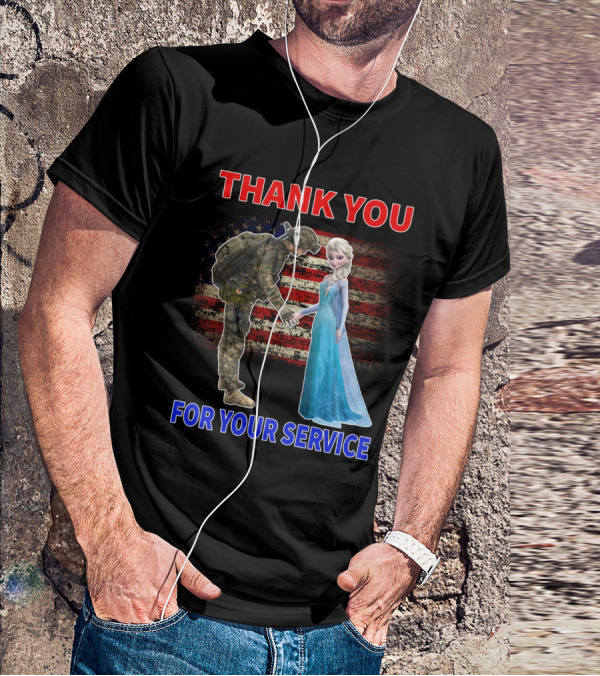 Thank You For Your Service Elsa Soldier American Flag T-Shirt