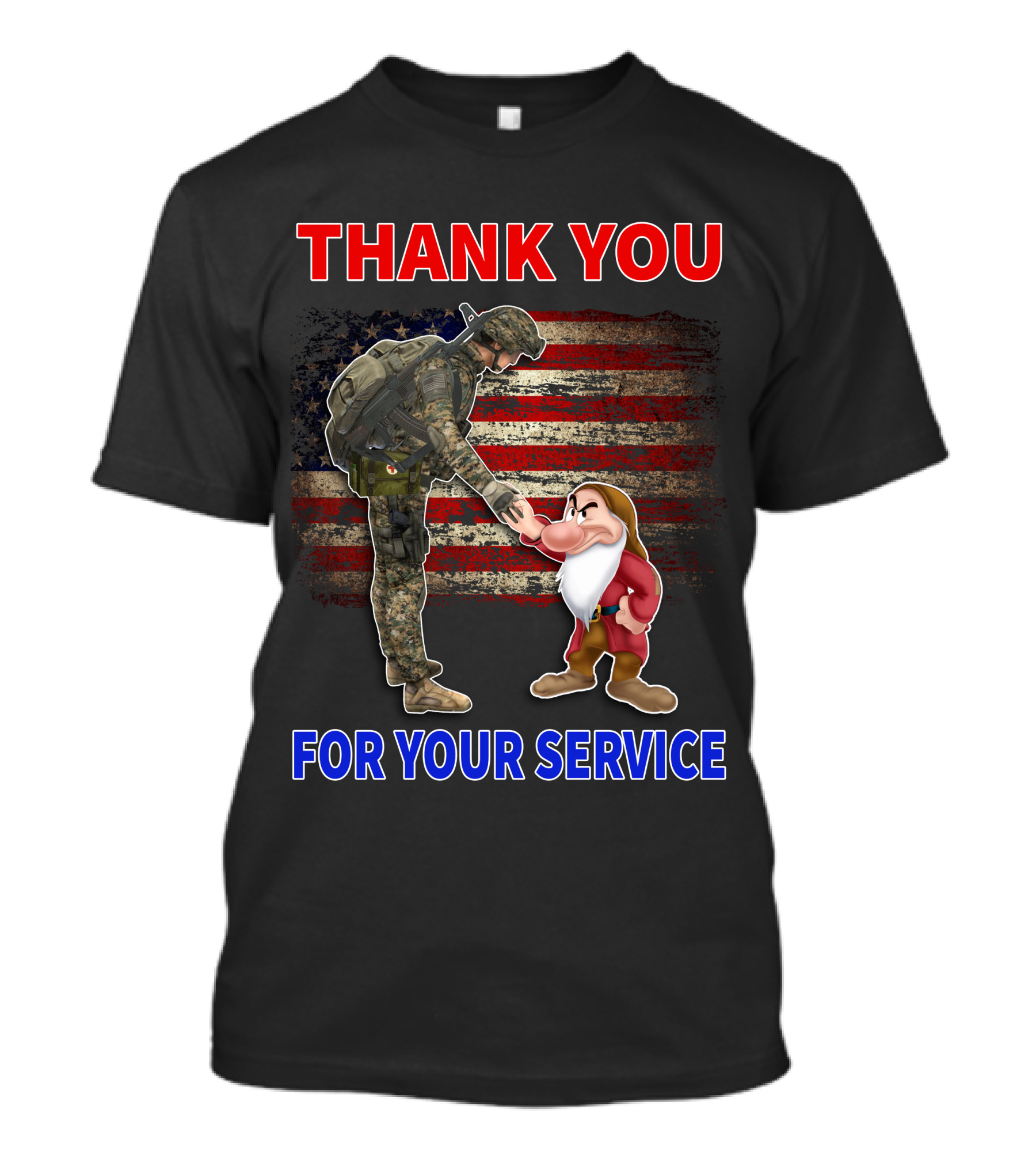 THANK YOU FOR YOUR SERVICE Grumpy Soldier And Patriotic Flag T-Shirt