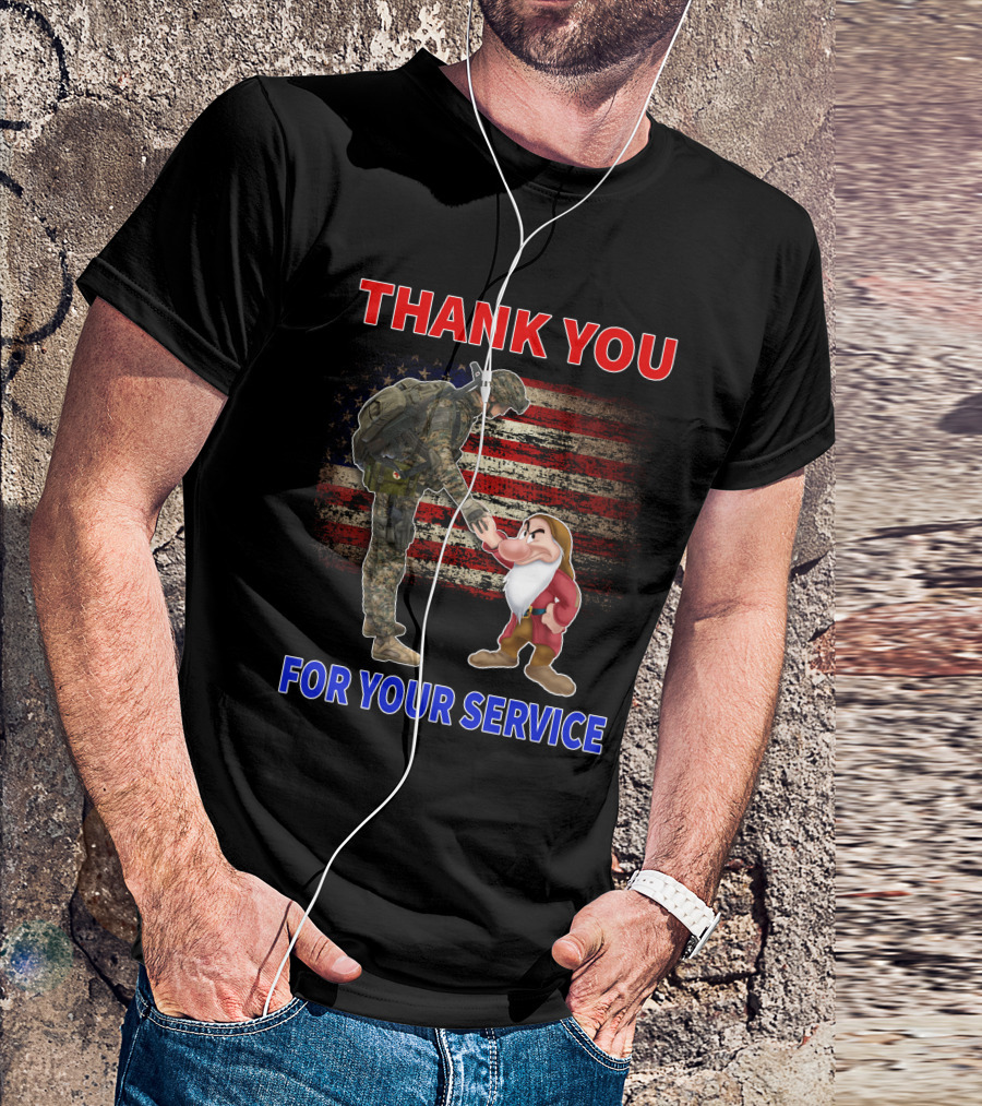 THANK YOU FOR YOUR SERVICE Grumpy Soldier And Patriotic Flag T-Shirt