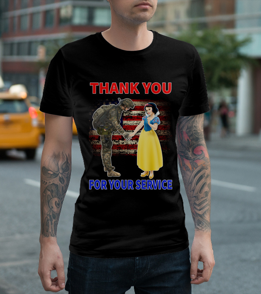 Thank You For Your Service Snow White Soldier Flag T-Shirt
