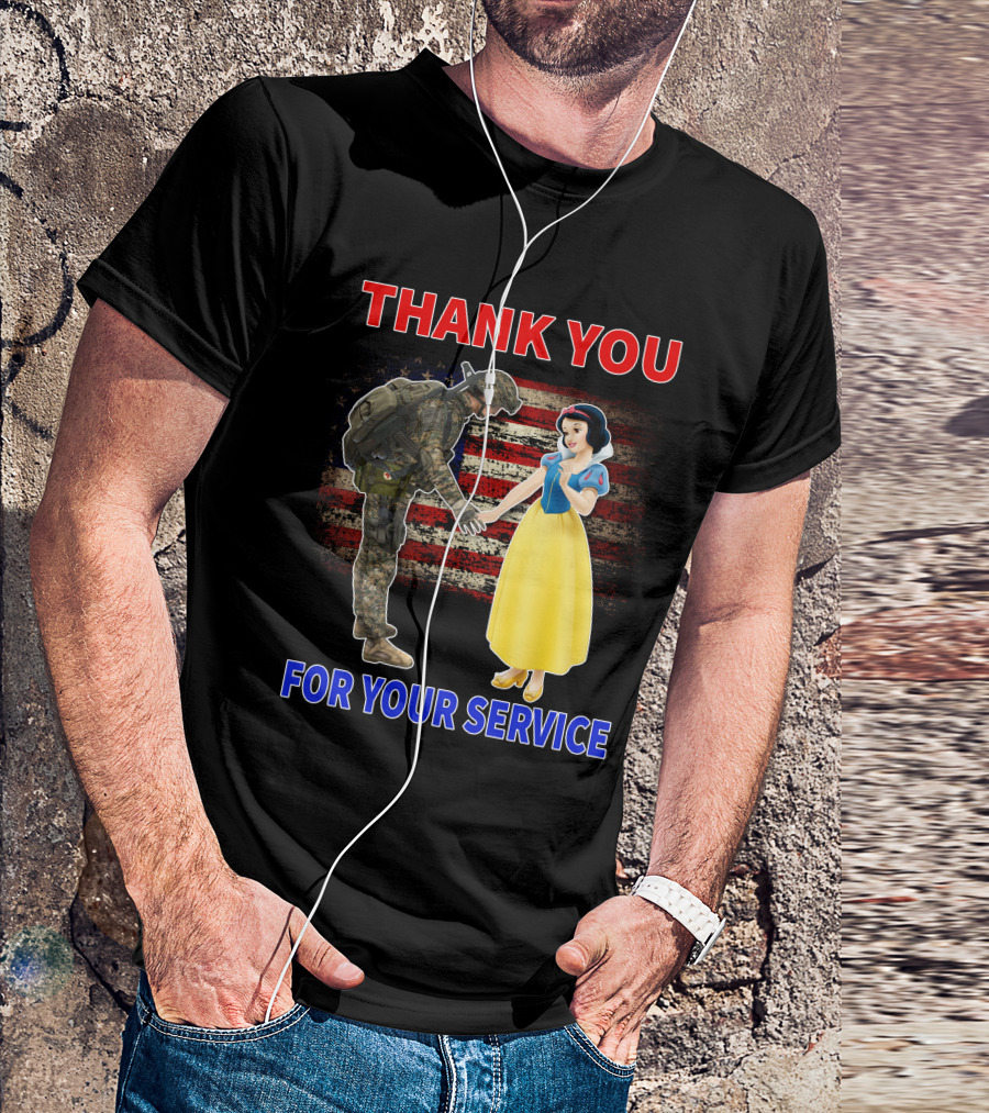 Thank You For Your Service Snow White Soldier Flag T-Shirt