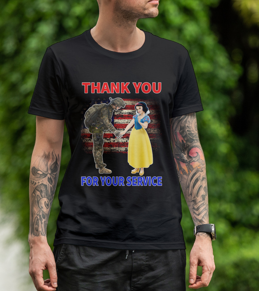 Thank You For Your Service Snow White Soldier Flag T-Shirt