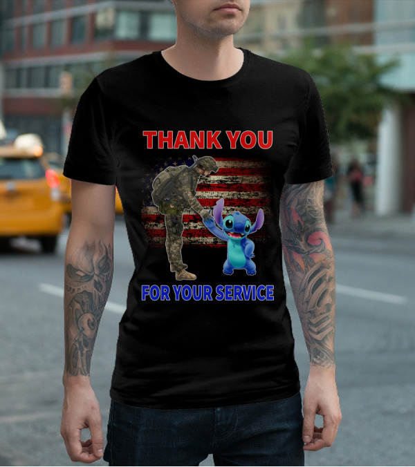 THANK YOU FOR YOUR SERVICE STITCH SOLDIER AMERICAN FLAG T-Shirt