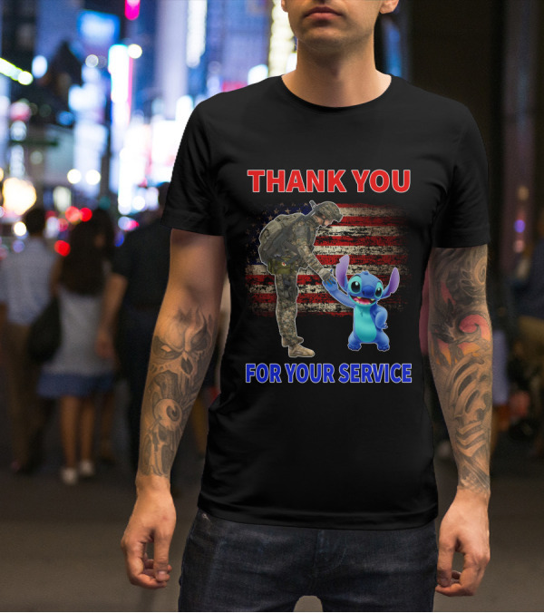 THANK YOU FOR YOUR SERVICE STITCH SOLDIER AMERICAN FLAG T-Shirt
