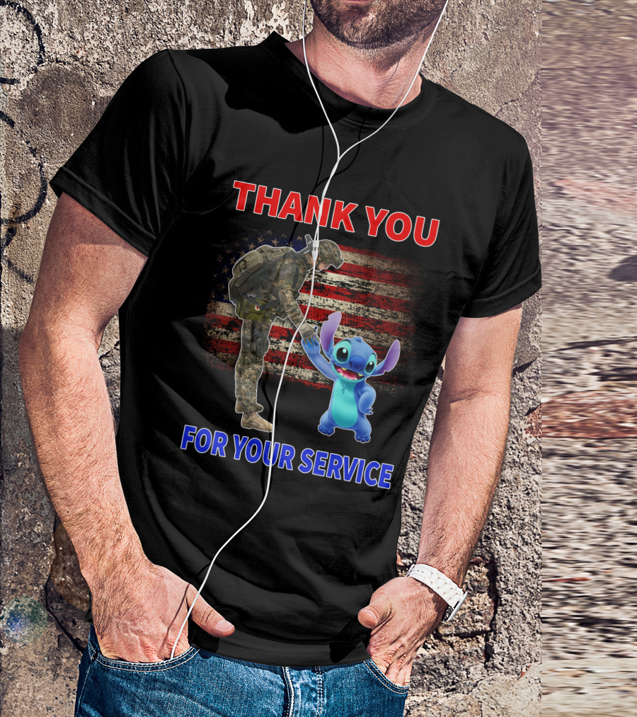 THANK YOU FOR YOUR SERVICE STITCH SOLDIER AMERICAN FLAG T-Shirt