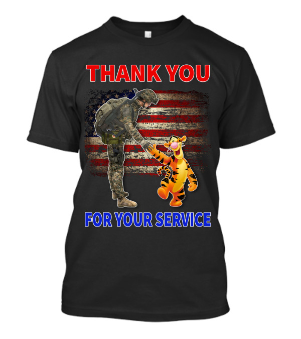 Thank You Tigger For Your Service Military Soldier American Flag T-Shirt