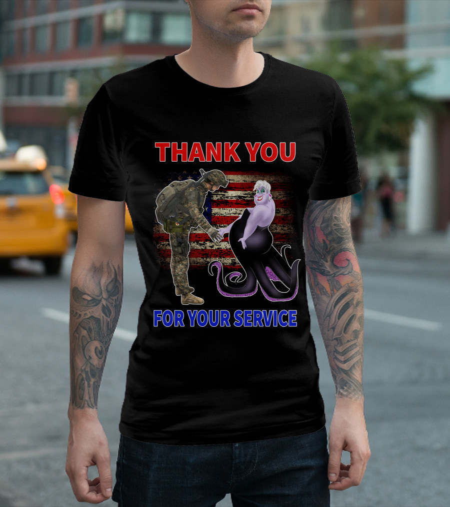 Thank You For Your Service Ursula Soldier American Flag T-Shirt