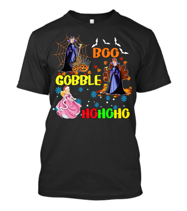 Aurora Boo Gobble Ho Ho Ho HalloThanksMas T-Shirt