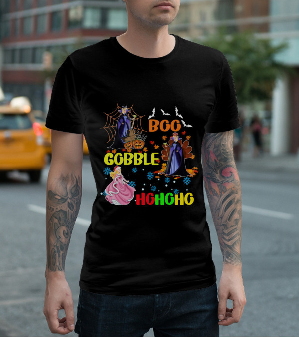 Aurora Boo Gobble Ho Ho Ho HalloThanksMas T-Shirt