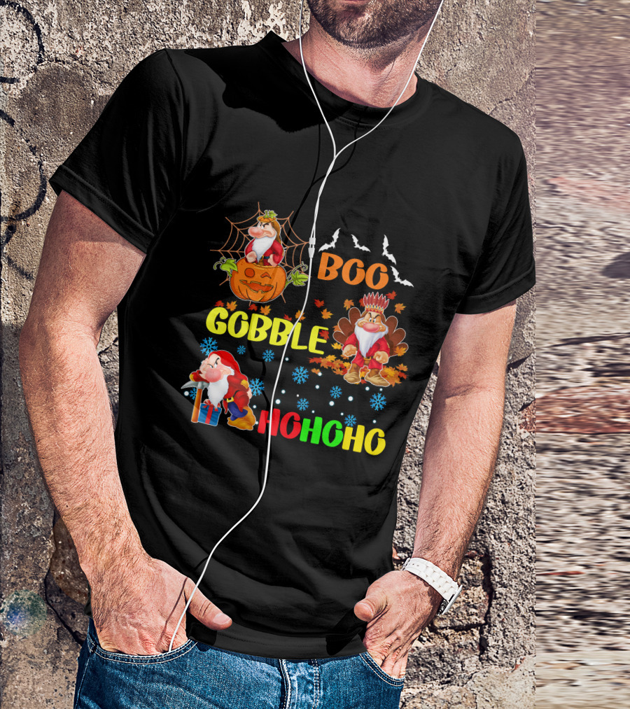 Grumpy Boo Gobble HoHoHo Halloween Thanksgiving Christmas T-Shirt