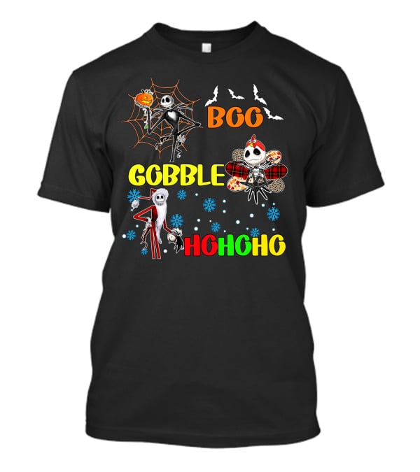 Jack HalloThanksMas Boo Gobble HoHoHo T-Shirt