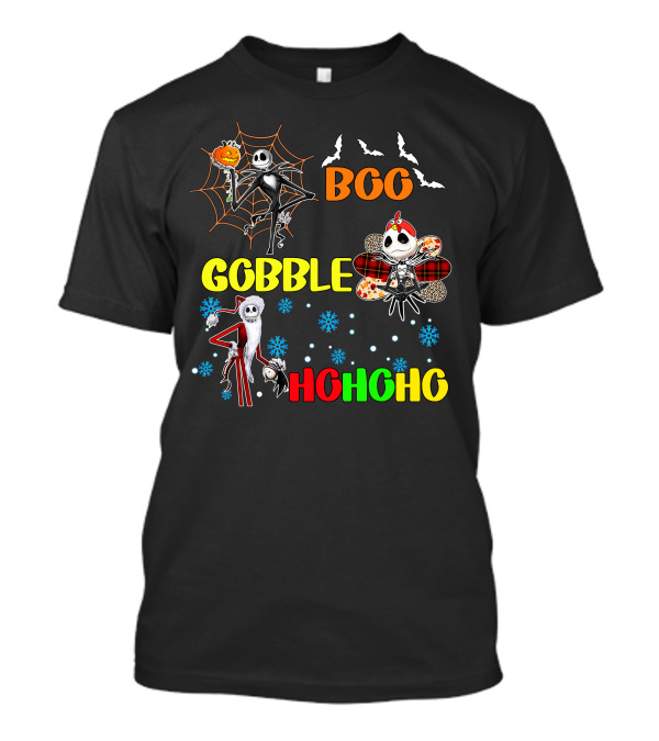 Jack HalloThanksMas Boo Gobble HoHoHo T-Shirt