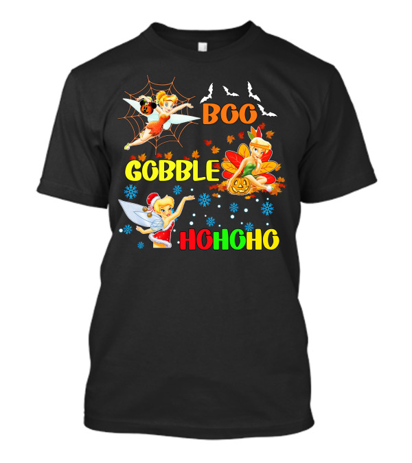 Tinkerbell Boo Gobble HoHoHo HalloThanksMas T-Shirt