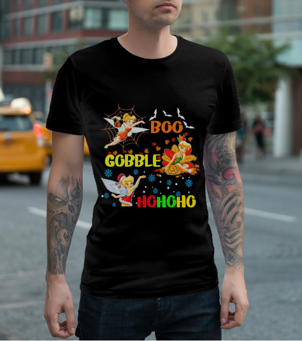 Tinkerbell Boo Gobble HoHoHo HalloThanksMas T-Shirt