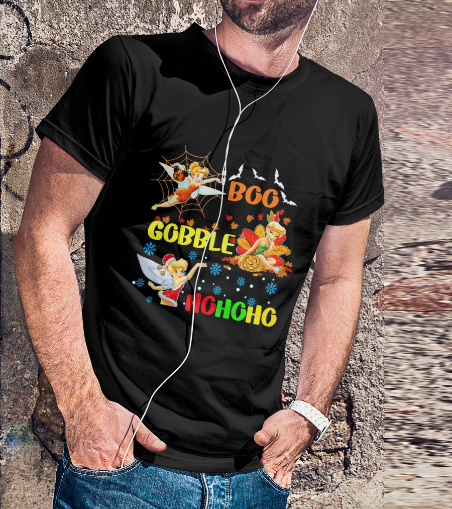 Tinkerbell Boo Gobble HoHoHo HalloThanksMas T-Shirt
