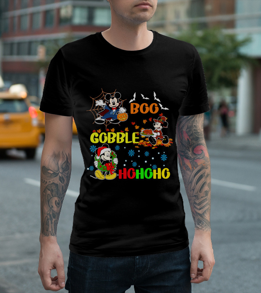 Mickey Boo Gobble HoHoHo T-Shirt