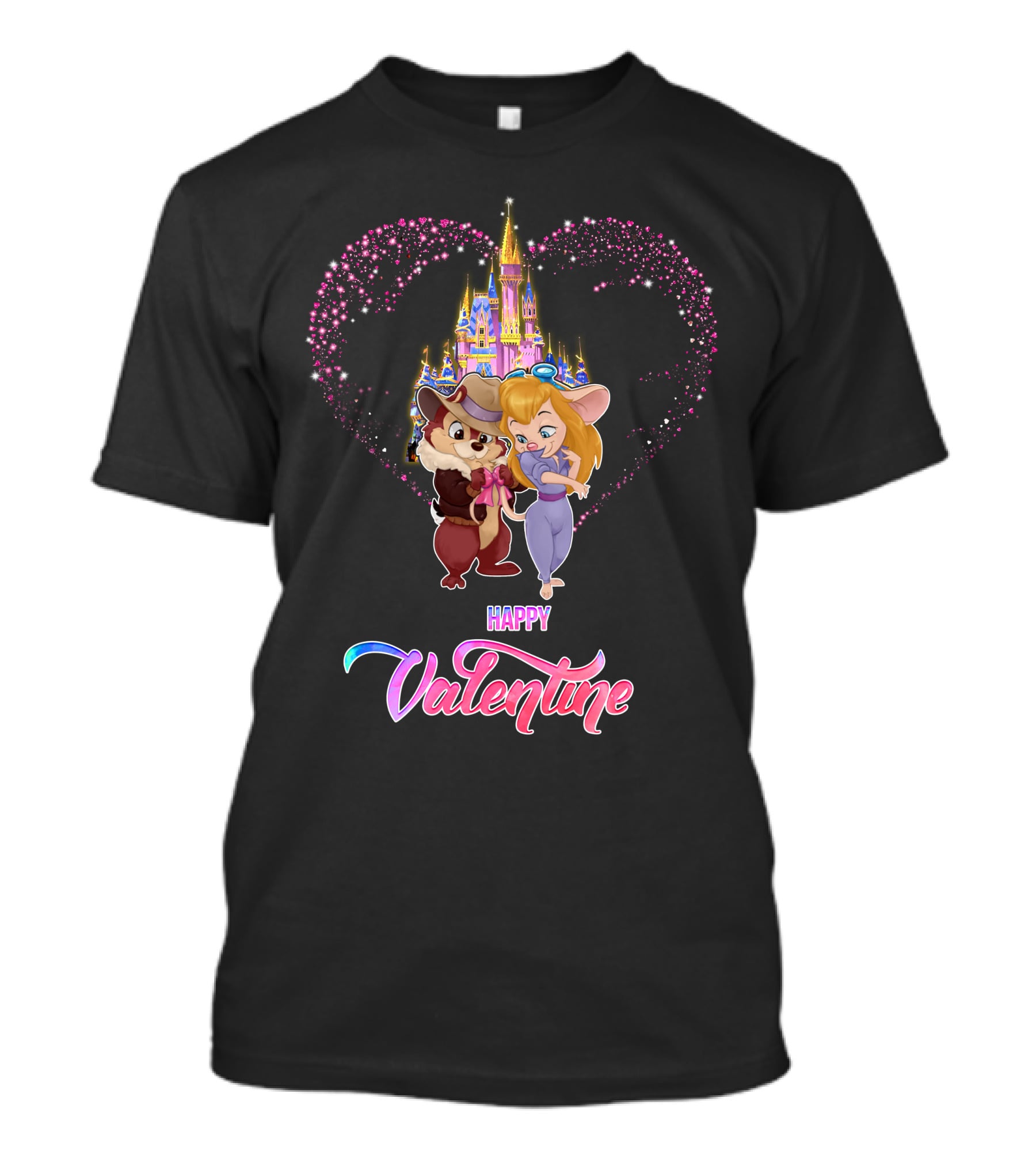 Happy Valentine Chip And Dale Castle Heart T-Shirt