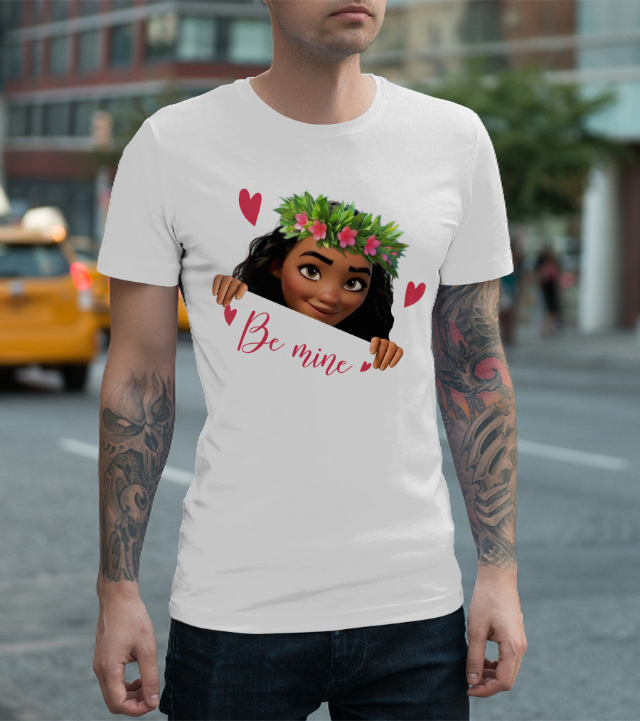 Moana Valentine's Be Mine Hearts Floral Crown T-Shirt