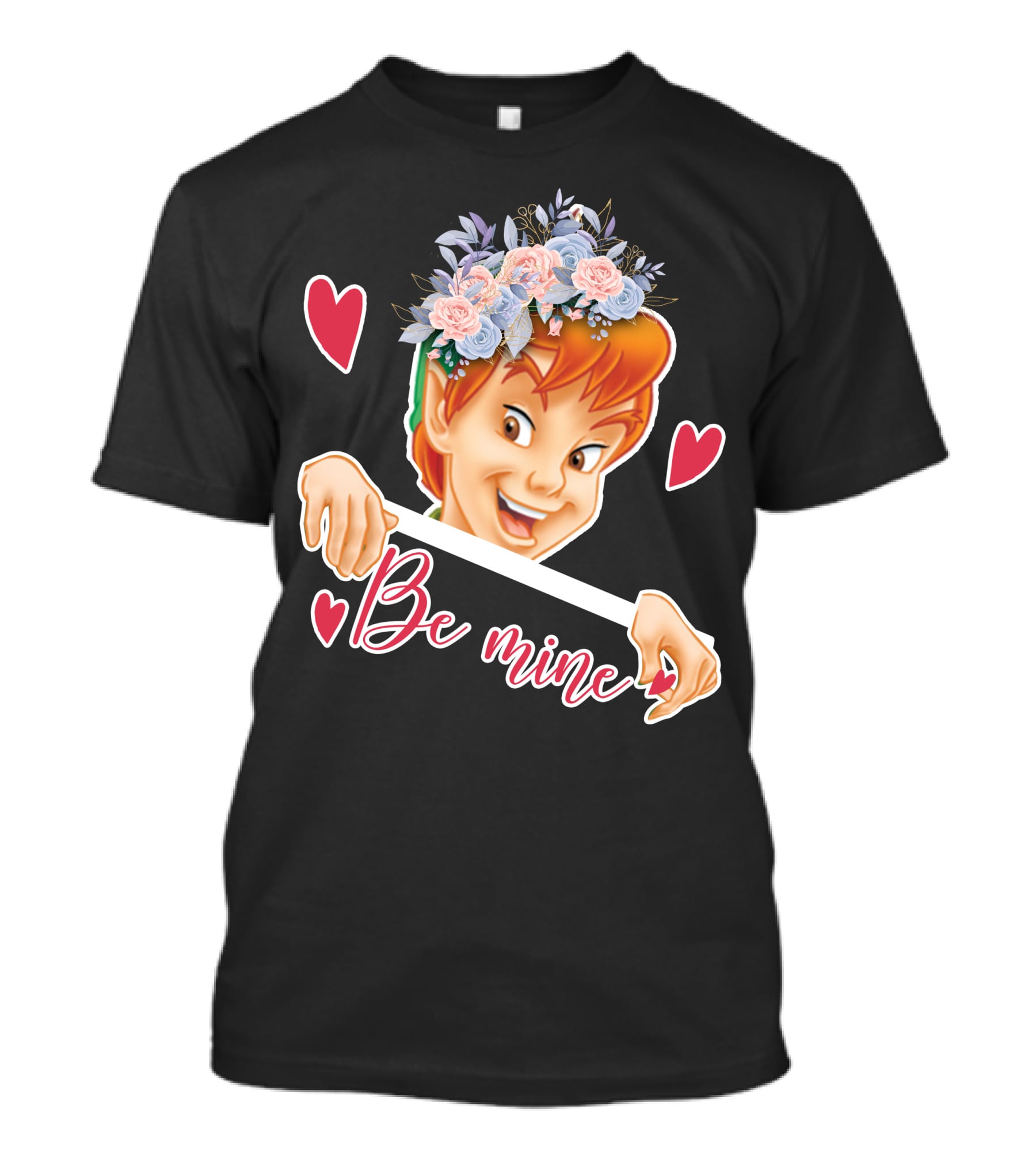 Peter Pan Be Mine Hearts Floral Crown T-Shirt