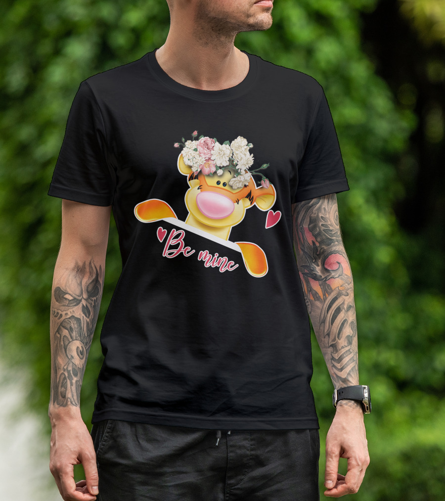 Tigger Be Mine With Flower Crown Valentine's Hearts T-Shirt