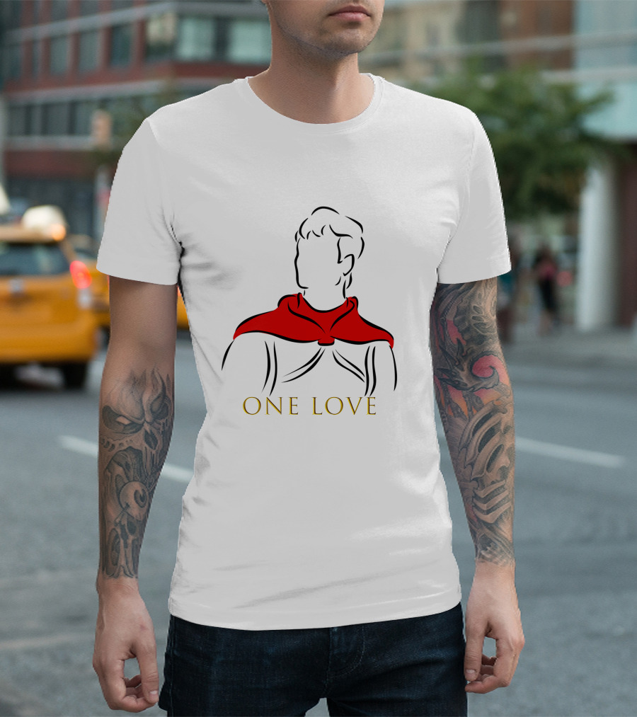 Snow White One Love Minimalist Sketch in Red and Black T-Shirt