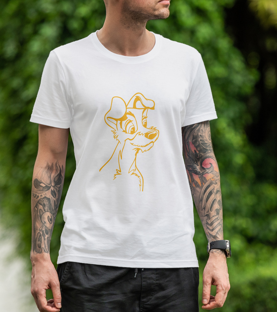 The Tramp Disney Outline Drawing T-Shirt