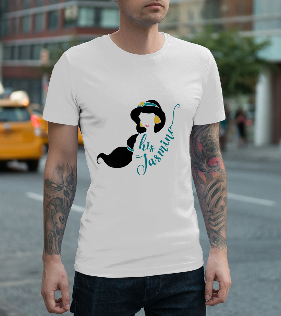 His Jasmine Princess Silhouette with Long Hair and Gold Accessories T-Shirt