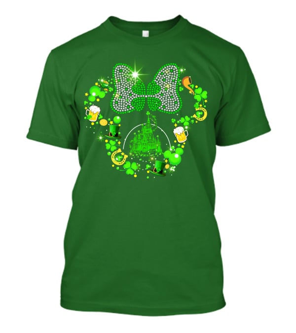 Minnie Head St Patrick's Day Shamrock Castle Bow Irish Beer Hat Luck T-Shirt