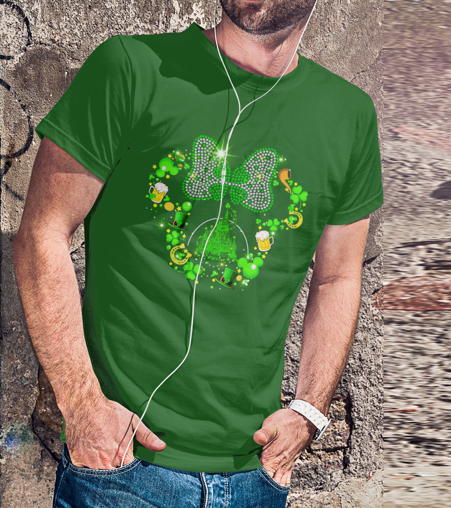 Minnie Head St Patrick's Day Shamrock Castle Bow Irish Beer Hat Luck T-Shirt