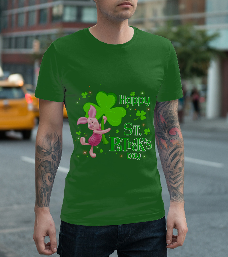 Happy St. Patrick's Day Piglet Shamrock T-Shirt