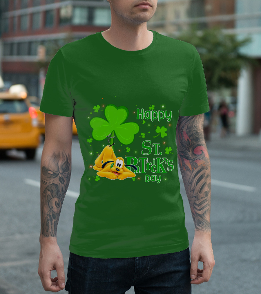 Happy St Patrick's Day Pluto Shamrock T-Shirt