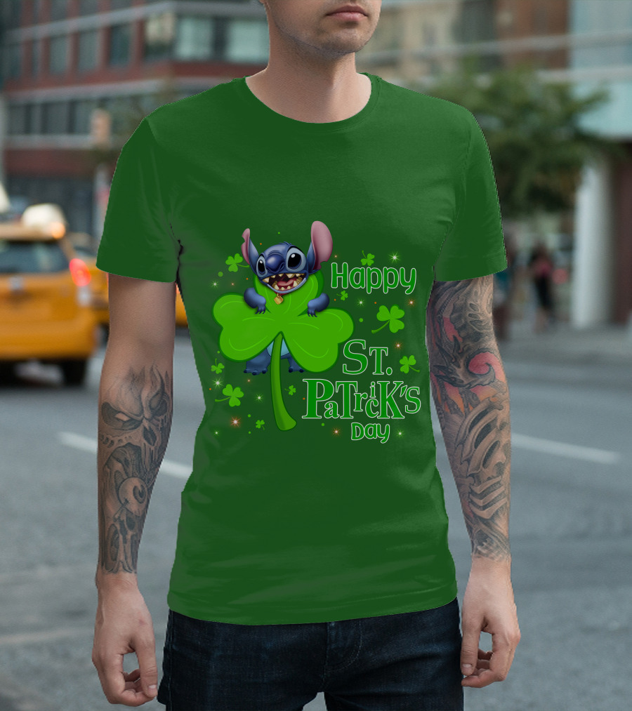 Happy St. Patrick's Day Stitch Shamrock T-Shirt