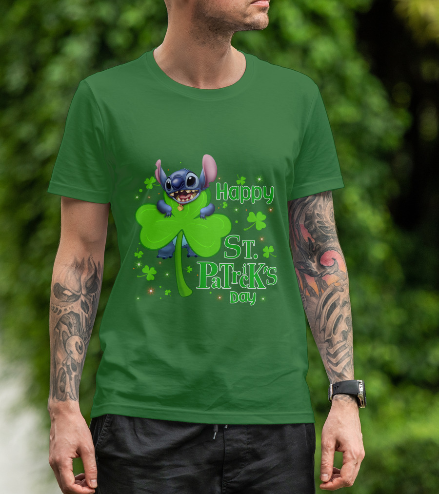 Happy St. Patrick's Day Stitch Shamrock T-Shirt