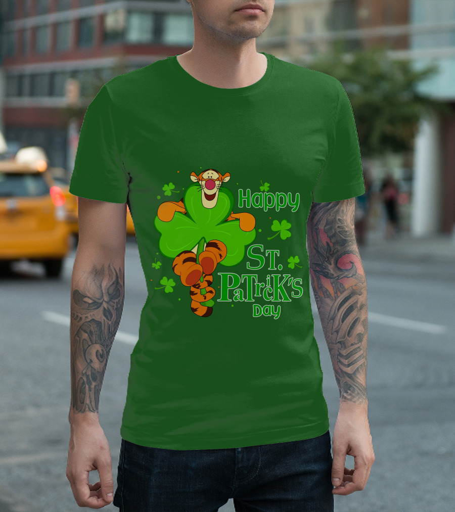 Tigger Happy St. Patrick's Day Shamrock T-Shirt