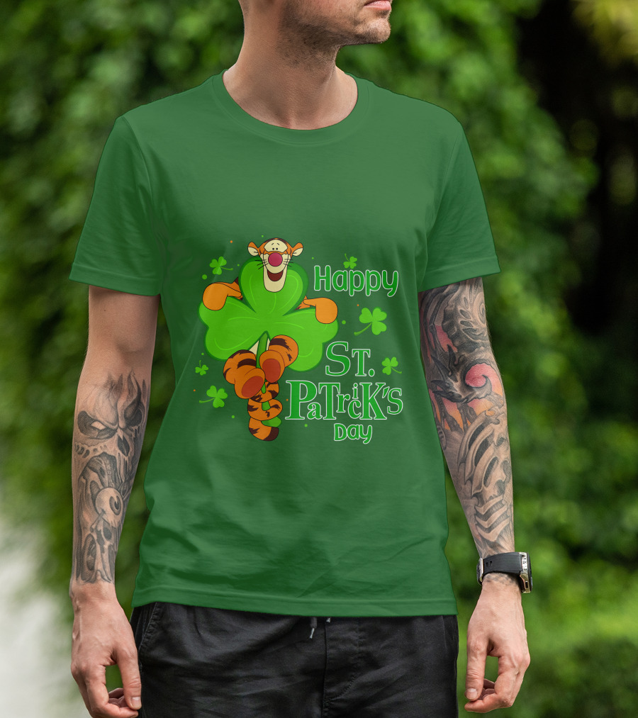 Tigger Happy St. Patrick's Day Shamrock T-Shirt