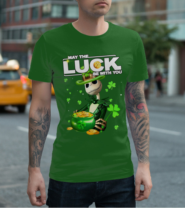 MAY THE LUCK BE WITH YOU St. Patrick's Day Jack Skellington Coin Pot T-Shirt
