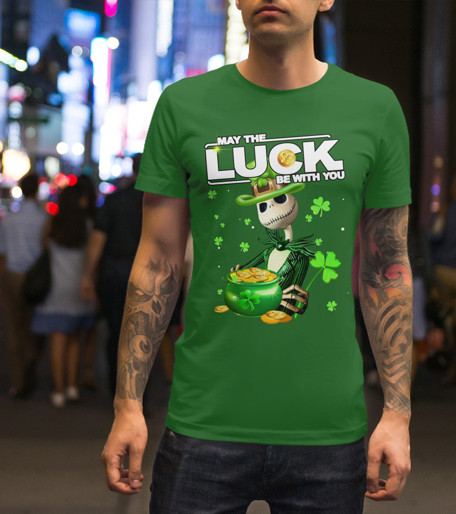 MAY THE LUCK BE WITH YOU St. Patrick's Day Jack Skellington Coin Pot T-Shirt