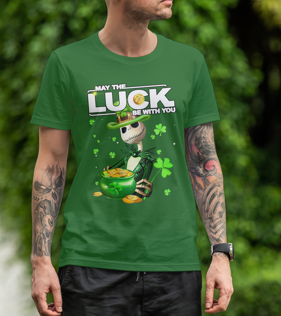 MAY THE LUCK BE WITH YOU St. Patrick's Day Jack Skellington Coin Pot T-Shirt