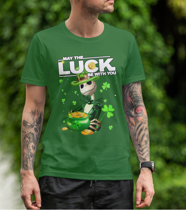 MAY THE LUCK BE WITH YOU St. Patrick's Day Jack Skellington Coin Pot T-Shirt