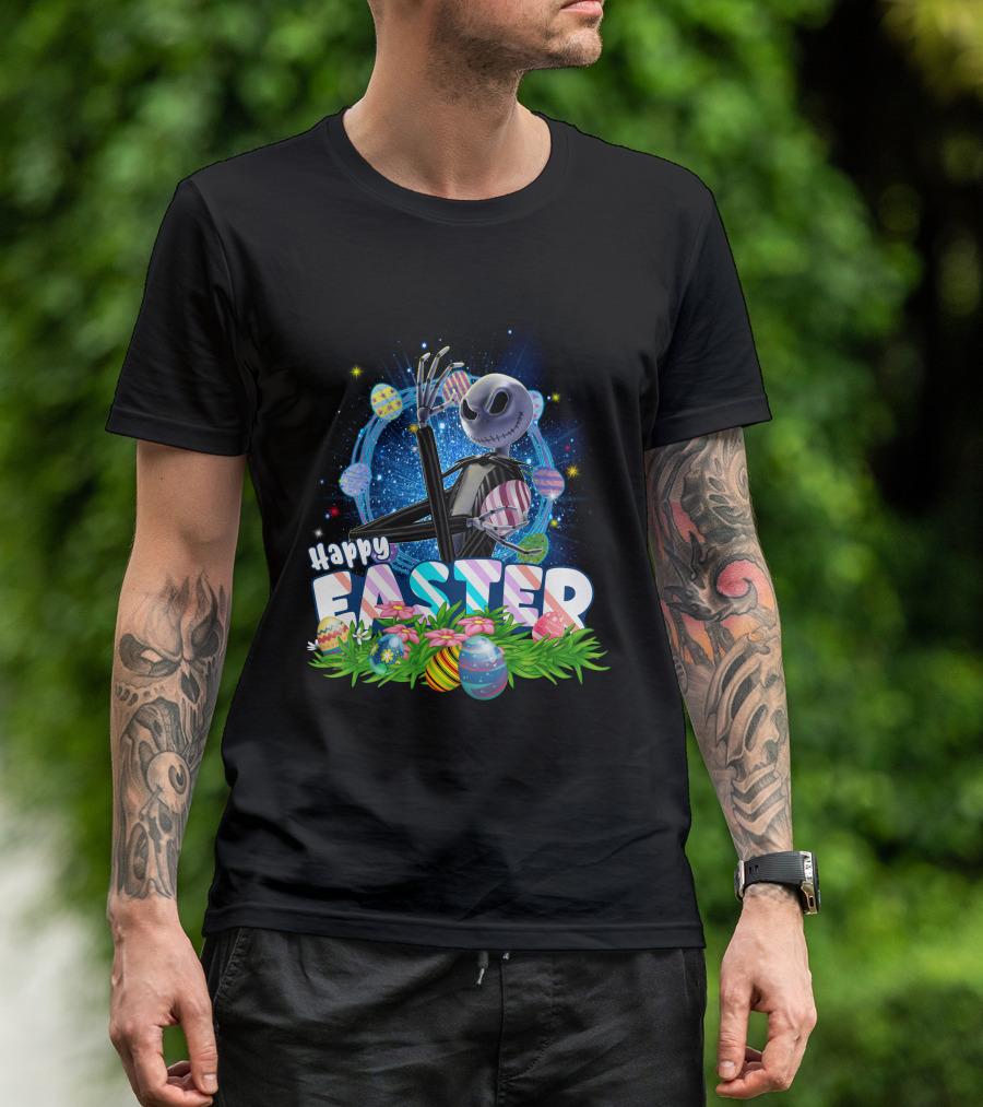Jack Happy Easter With Eggs And Flowers T-Shirt