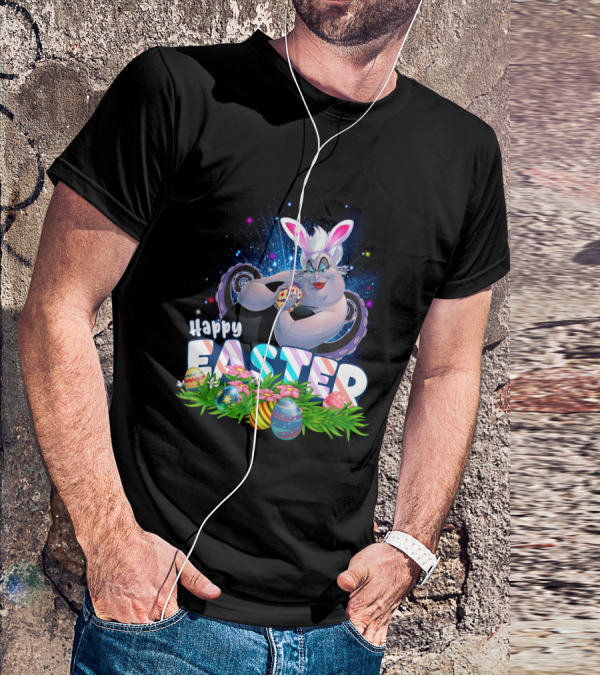 Ursula Happy Easter Bunny Eggs And Flowers T-Shirt